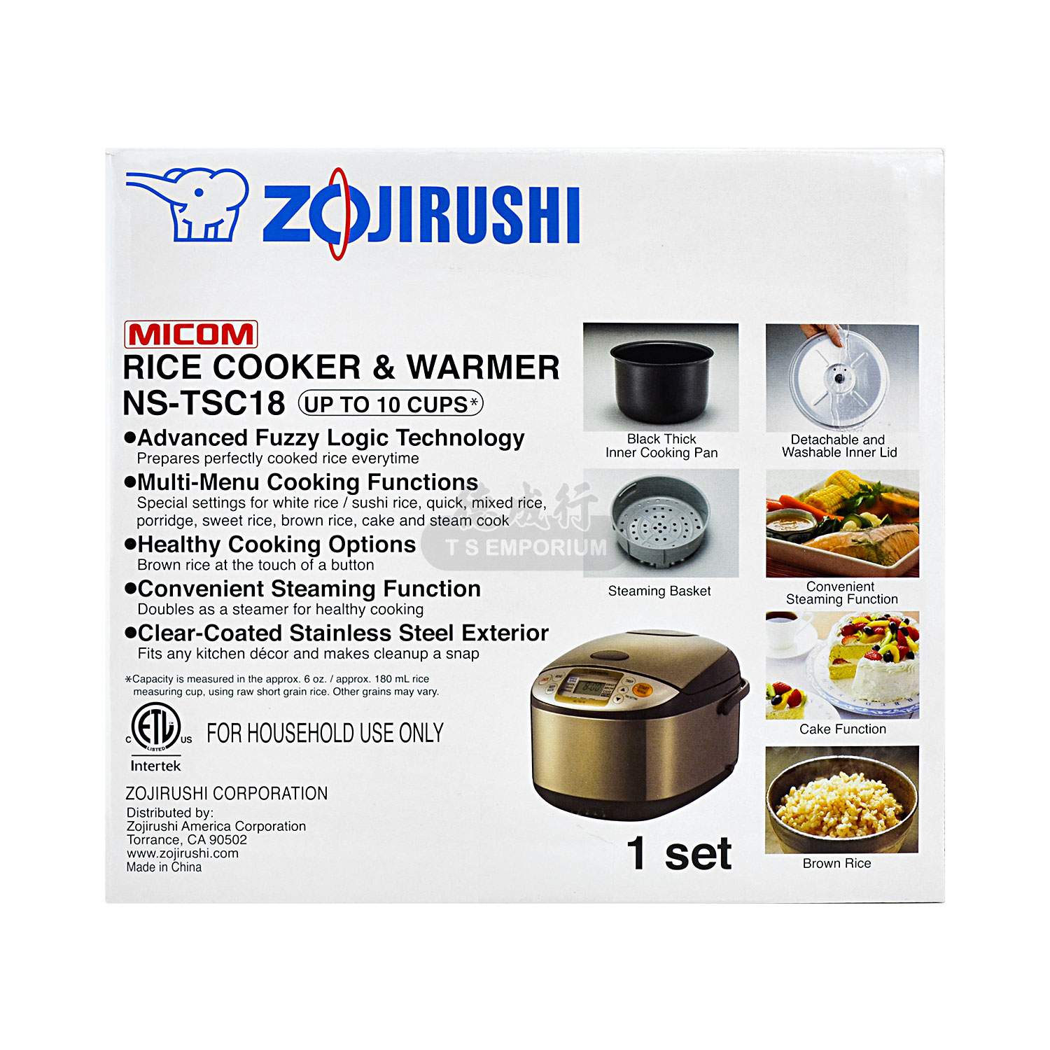 ZOJIRUSHI Rice Cooker & Warmer Stainless Brown, 10cups (NS