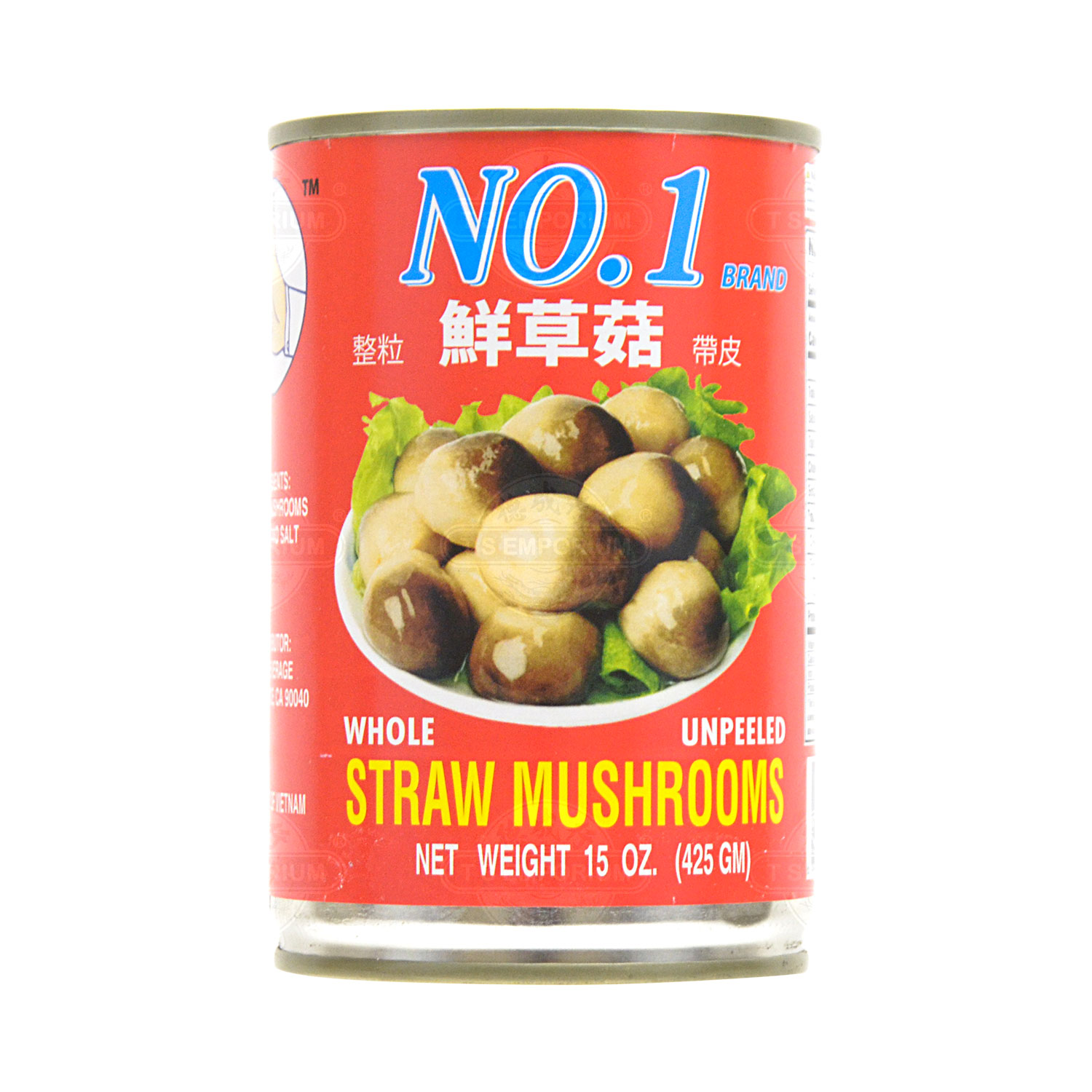 NO.1 Unpeeled Straw Mushroom(Whole) 425g Tak Shing Hong