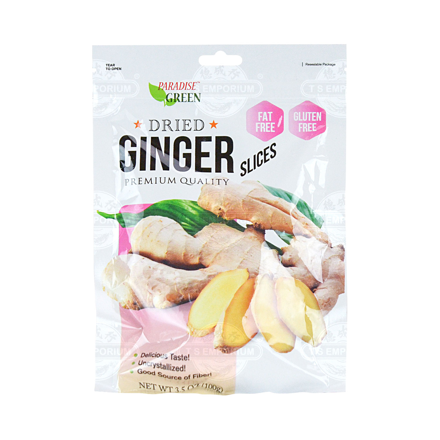 Paradise Green Dried Ginger Slices 100g Tak Shing Hong