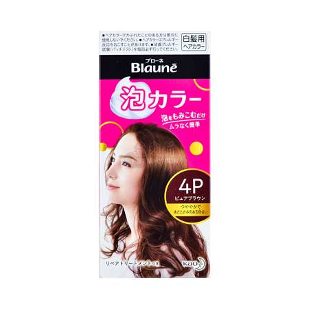 KAO BLAUNE Bubble Hair Color For Grey Hair (4P Pure Brown) - Tak Shing Hong